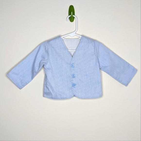 Vintage Seersucker Lined Suit Jacket Blazer Formal 9m - Picture 1 of 4